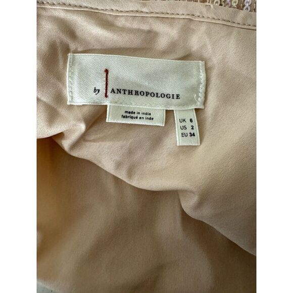 ANTHROPOLOGIE Pink Sequin Cami Size 2 Summer Disco - Picture 6 of 6